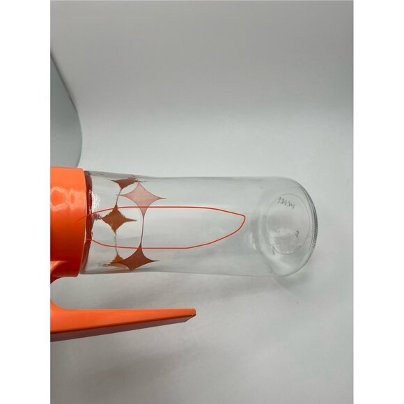 Vintage Anchor Hocking Orange Starburst Atomic Glass MCM Juice Pitcher 28 oz. - Picture 9 of 10